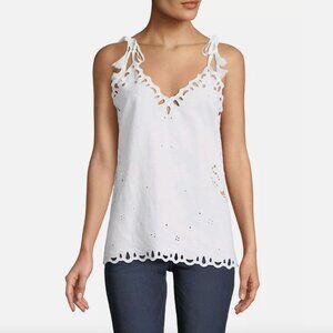 🤍 Theory Wiola Embroidered Linen Blend Eyelet Tank Top 🤍